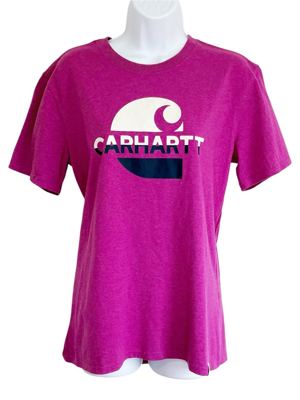 CARHARTT Loose Fit Logo Graphic Tee Women’s Medium Magenta Purple Workwear Shirt